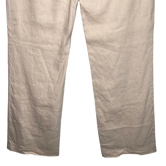 Y2K Bebe Ivory Wide Leg Linen Blend Slacks Size 2 Gold Stitching Salvedge Edge - Picture 5 of 14
